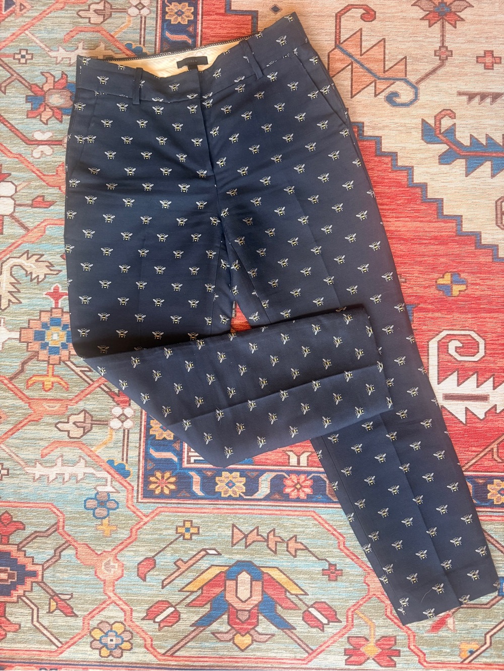J. Crew Bumblebee Jacquard Cropped Pant size 2 - Picture 4 of 10